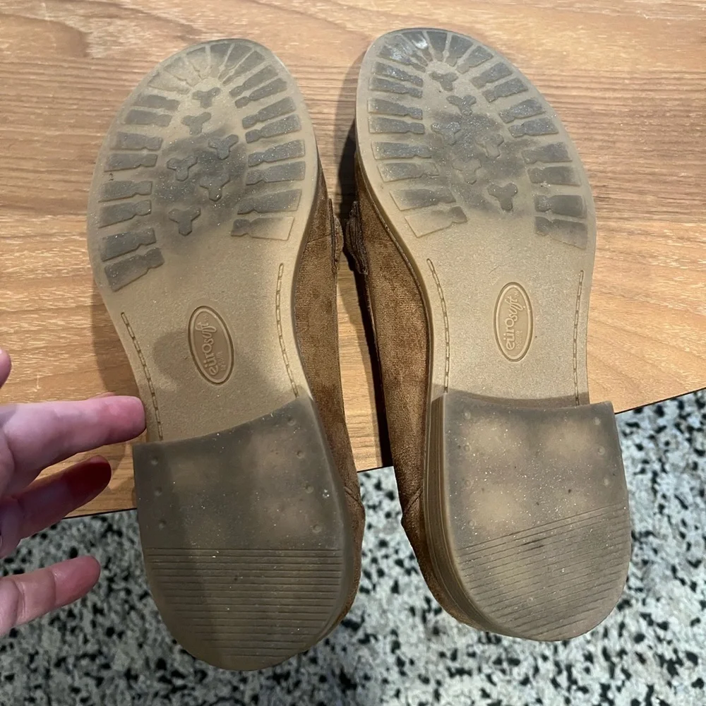 3/$12 Eurosoft Suede Brown Loafers. Worn a couple of times. Stylish gold detail.